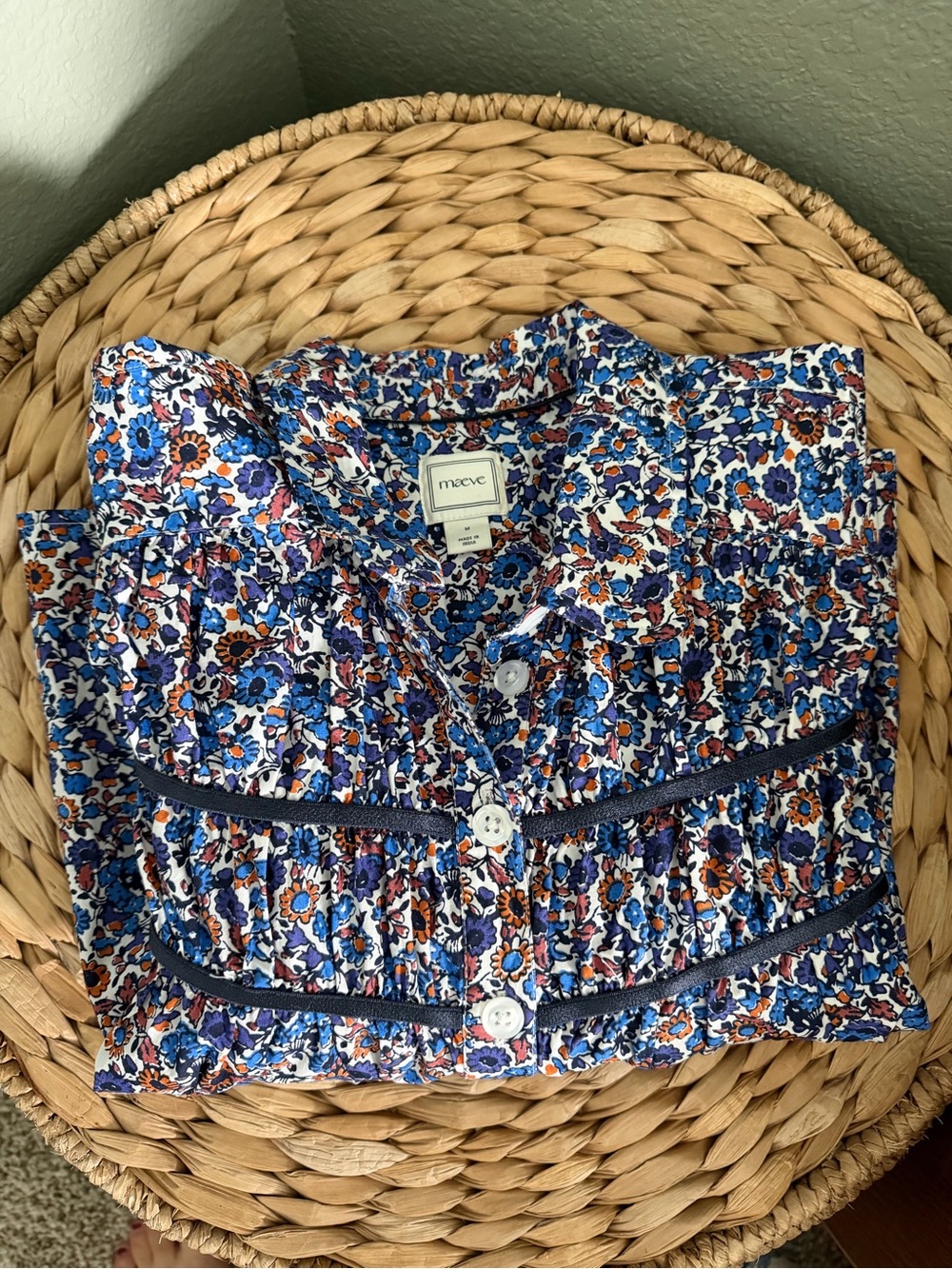 Anthropologie THE LEANDRA SHIRRED YOKE BLOUSE BY MAEVE, M - Picture 3 of 5